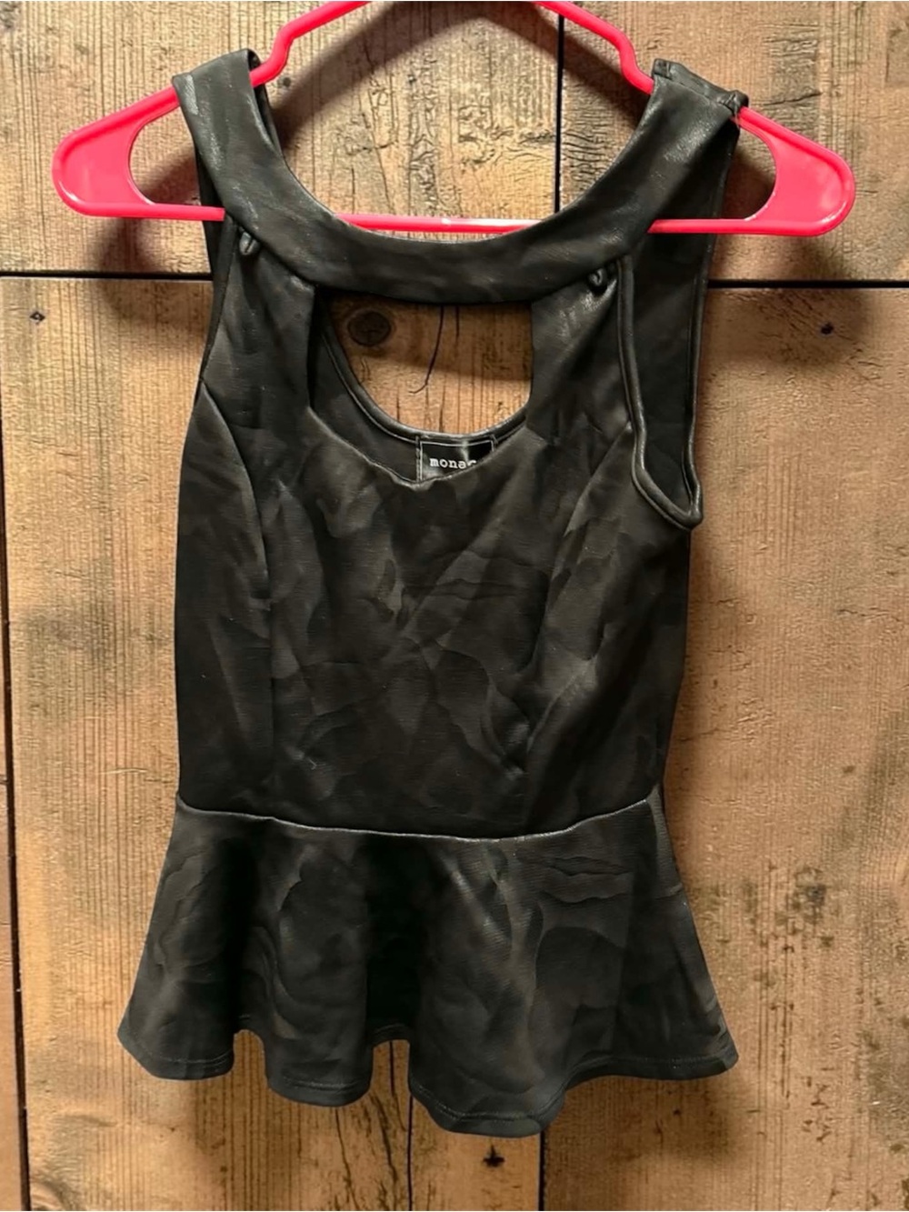 Monaco Black Peplum Tank Top blouse MEDIUM